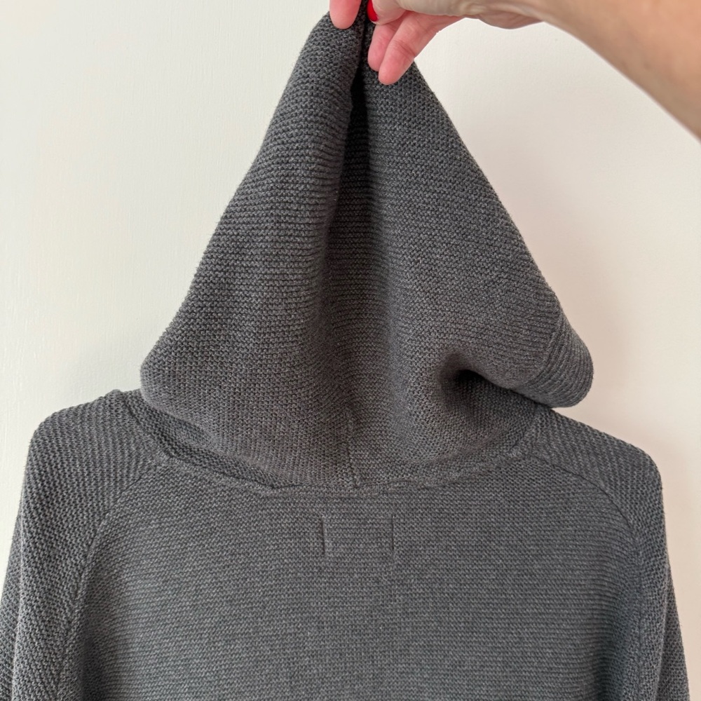 Pact Organic Cotton Hooded Open Front Cardigan with Pockets in Charcoal Gray - Picture 7 of 11